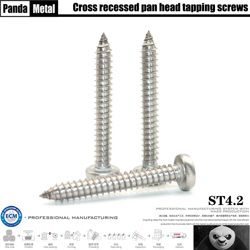 

304/316 stainless steel cross recessed pan head tapping screw GB845 screw DIN7981 specification ST4.2