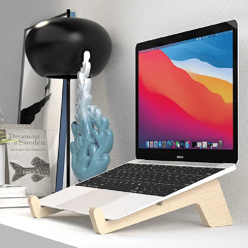 Laptop vertical wooden stand increased height cooling base MacBook Air Pro 13 15 inch desktop | Компьютеры и офис