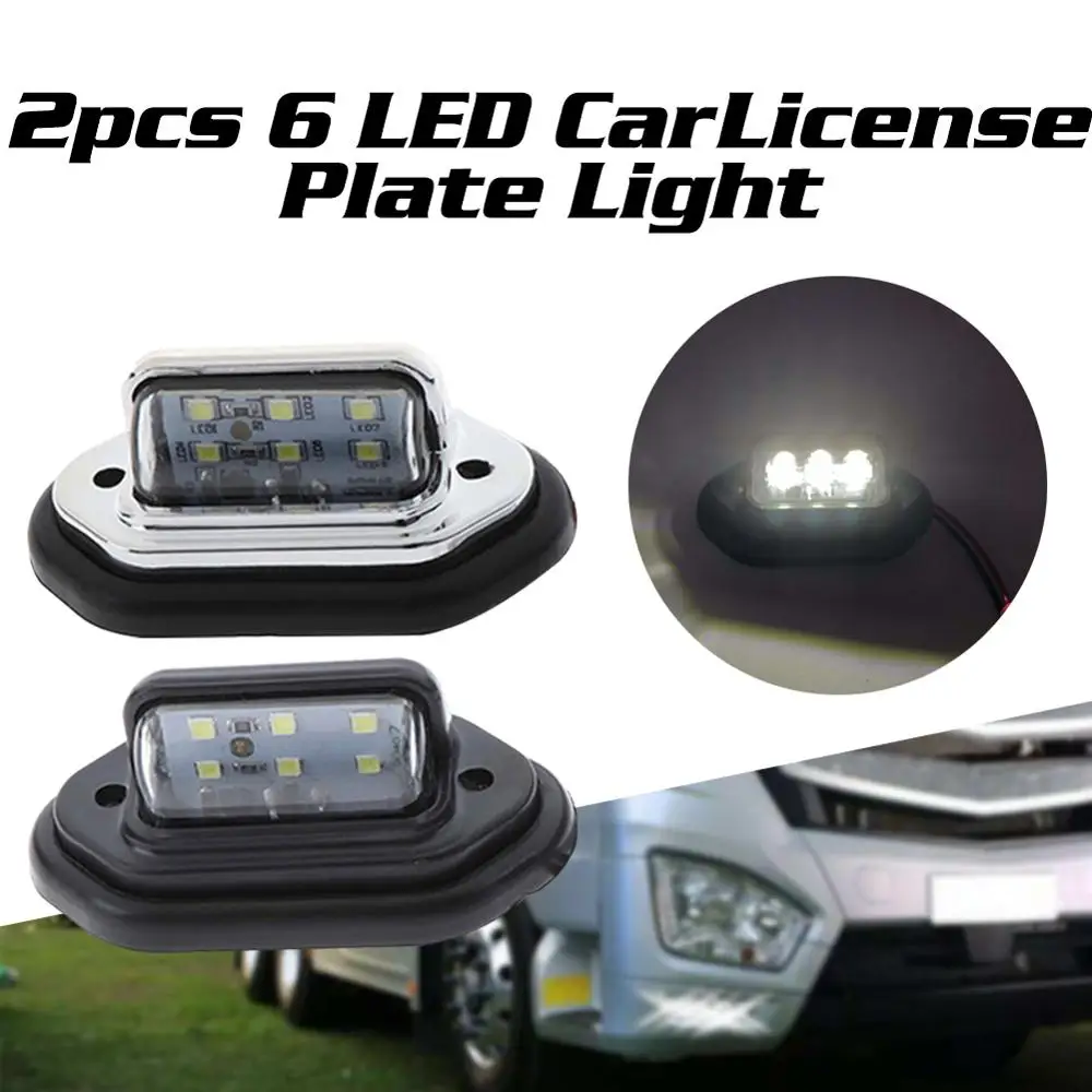 

2pcs 12V 24V Waterproof 6 LED Car License Plate Light Signal Tail Light Lamp Boat Truck Trailer SUV VAN Caravan Waterproof