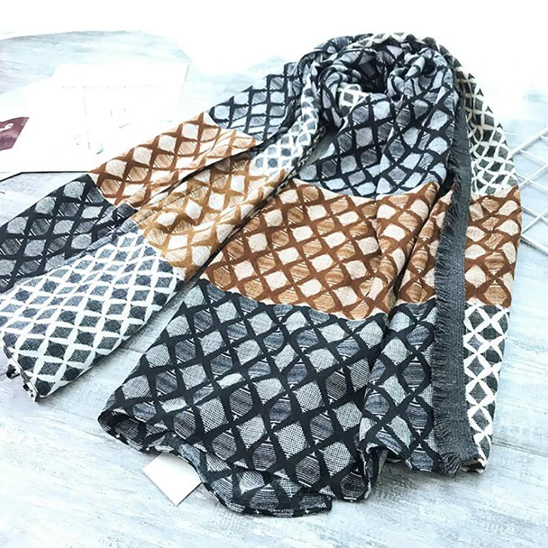 

Classic Lattice Women Silk Scarf Female Scarves Ladies Beach Wrap Chiffon Shawl Printed Sunscreen Bandanna Foulard Muffler