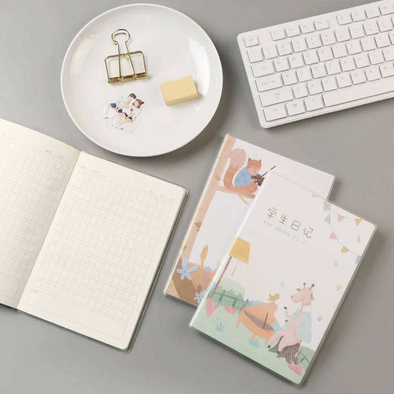 4 loaded square diary A5 children reading notes this pvc cover soft copy notebook portable classroom art supplies | Канцтовары для