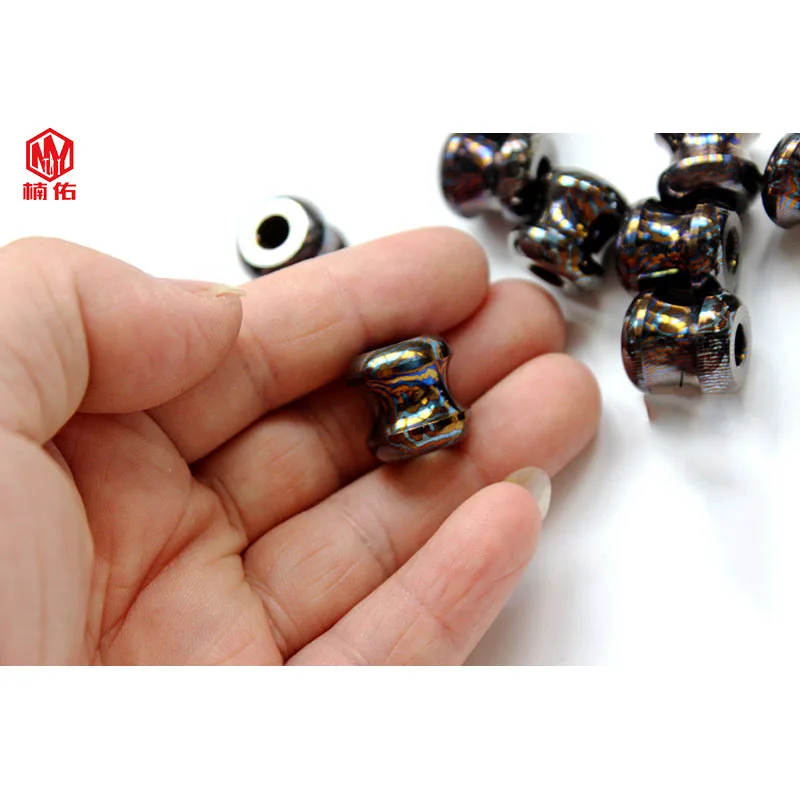 1 шт. Дамасская сталь разноцветный узор EDC бусы на веревочке ремешок Подвески Нож