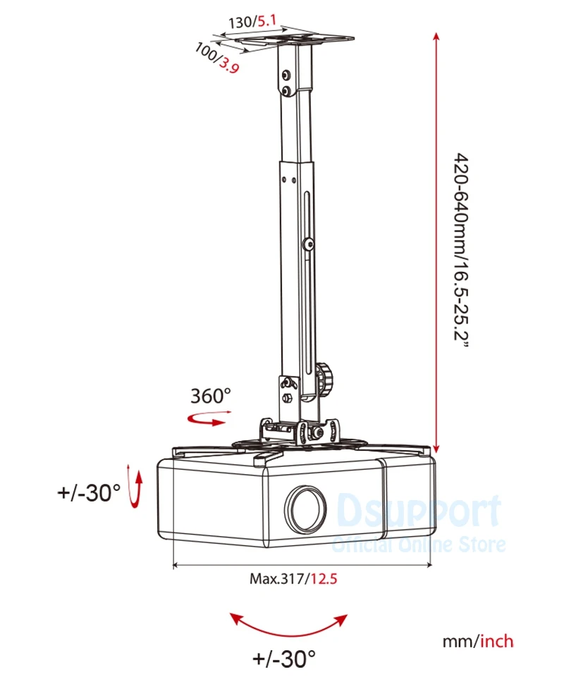 Новый настенный потолочный кронштейн двойного использования Выдвижной для
