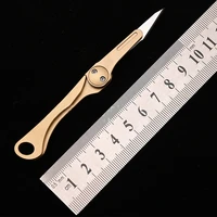 outdoor edc personal safety brass mini cutting folding tool defensive keychian knife with carry on box cutter scalpel key knife