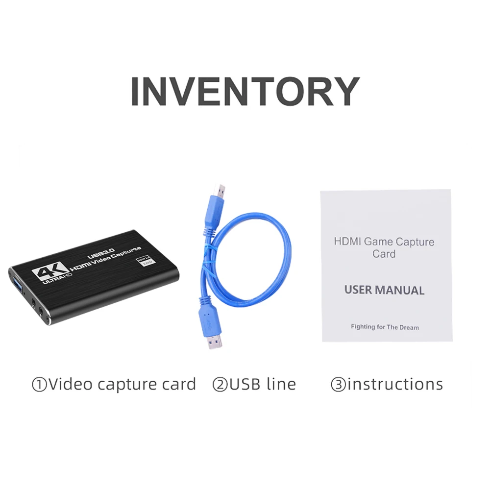 4K USB 3.0 Video Capture Card HDMI-compatible 1080P 60fps HD Recorder Grabber For OBS Capturing Game Live |