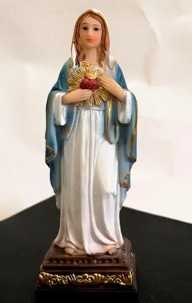 

The virgin touched the holy heart of Mary statue Swing prayer cart Holy objects of Jesus Christ figure creative sculpture