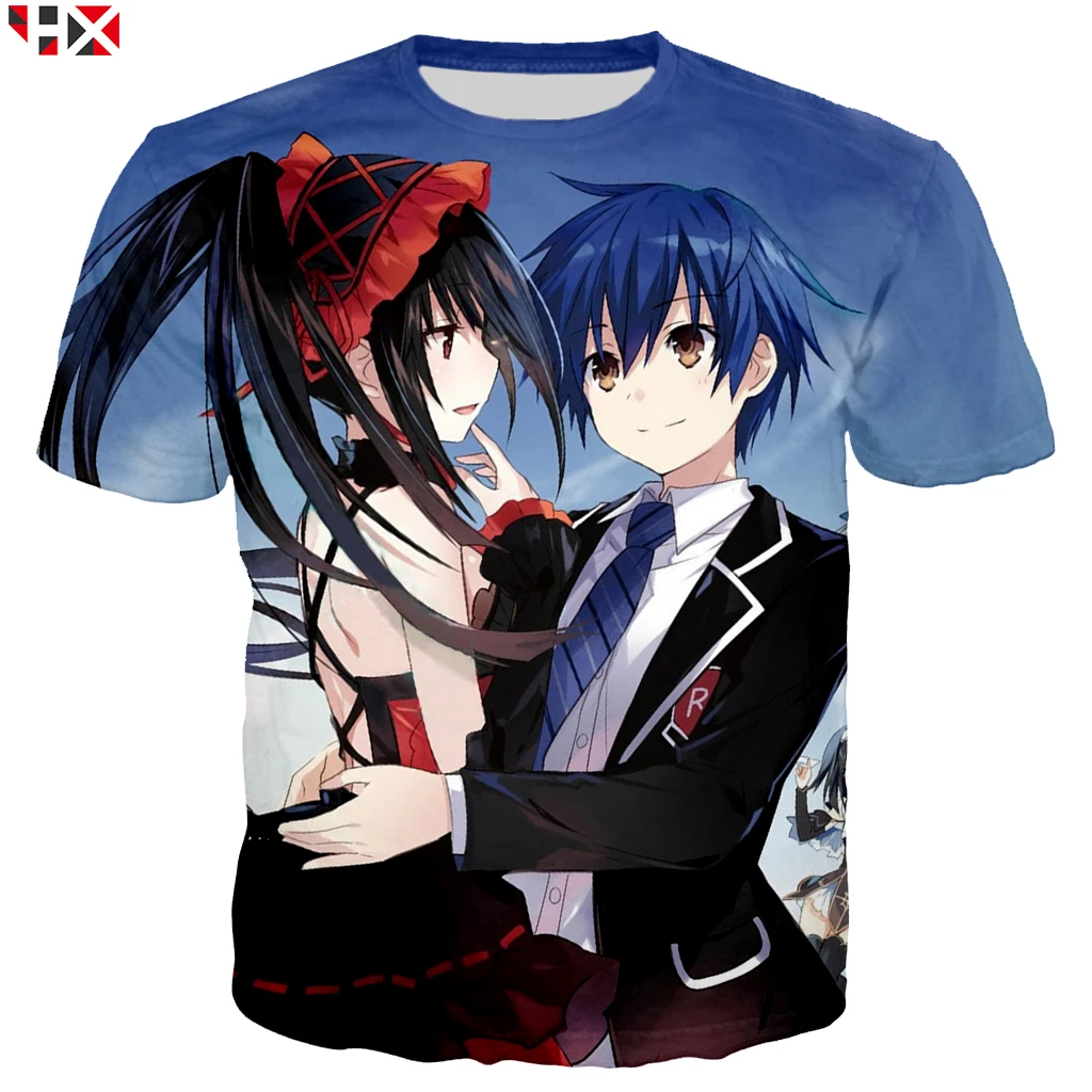 Летняя мода аниме Дата а Live Мужская Женская футболка толстовка 3D принт короткий