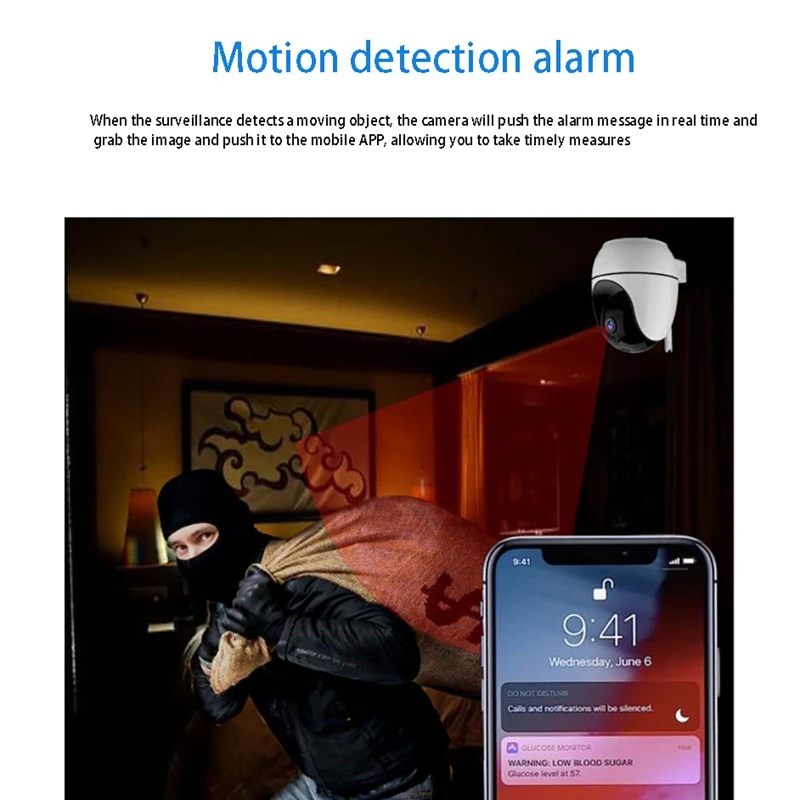 

WT03 Smart Camera Human Body Tracking Camera HD Night Vision Moving Head Baby Surveillance Camera for Home(US Plug)