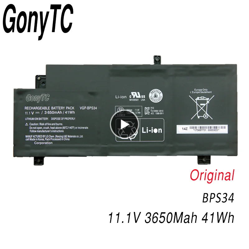 Оригинальная Аккумуляторная Батарея GONYTC для Sony Vaio SVF15AA1QM SVF15A16CGS VF15A1ACXB SVF15A1ACXS SVF15A1C5E