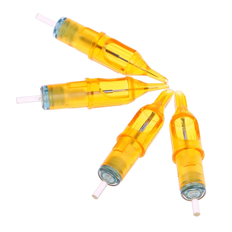 

5 шт. одного одноразовый шприц с полу-Перманентный макияж бровей Иглы для тату-машинок RL/RS/M1/RM желтый стрекоза