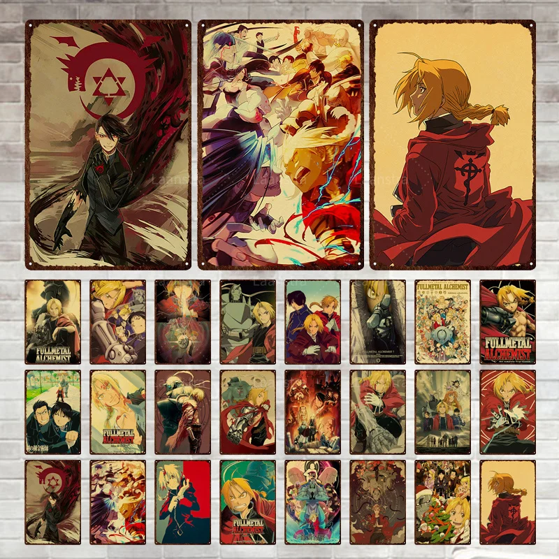 

Fullmetal Alchemist Anime Tin Metal Sign Poster Japanese Cartoon Retro Poster Home Painting Room Wall Decor Stickers Art Decor