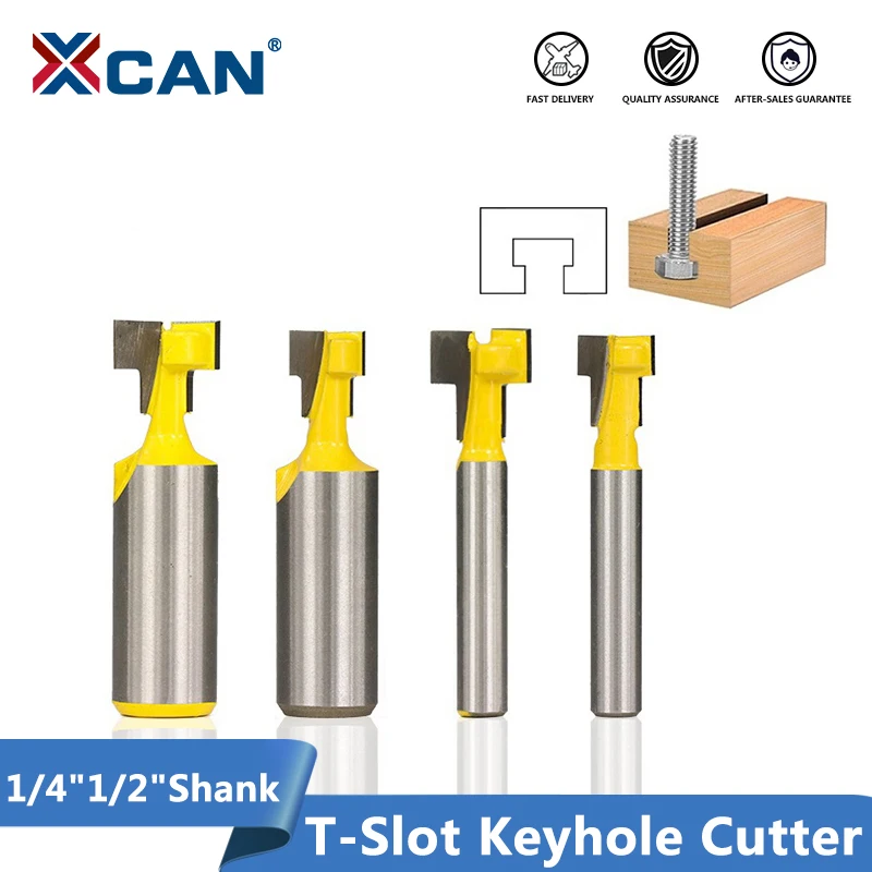 Фреза XCAN для резки отверстий с Т-образным пазом по дереву хвостовик 1/4 дюйма 1/2
