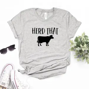 Футболка женская хлопковая с принтом Корова, 6 цветов