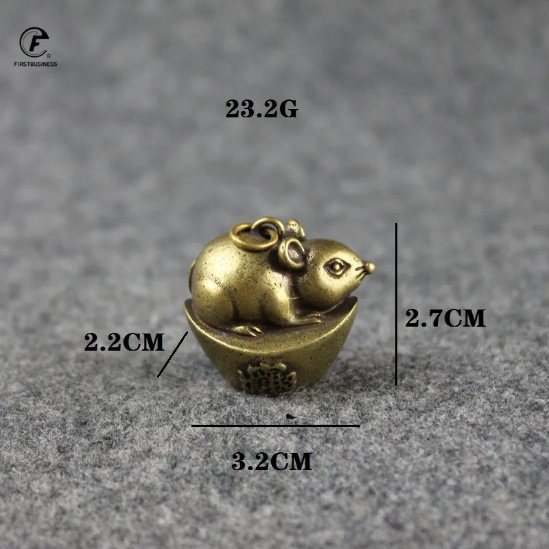 Винтажные медные 12 зодиакальные крысы фэн шуй статуи украшения медная