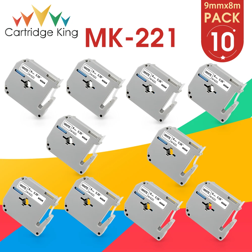 10PK 9 мм черный на белом MK221 M221 | Компьютеры и офис