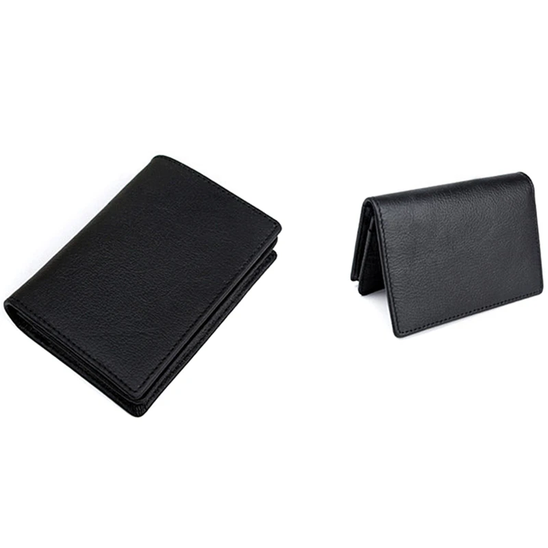 

New Men Black Genuine Leather Credit Card ID Business Cards Holder Wallet Case Expandable Black Leather Card Holders