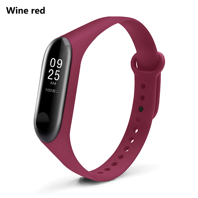 BOORUI mi band 3 ремешок на запястье для Xiaomi mi band 3 силиконовый mi band 3 Аксессуары Красочные pulsera correa mi 3 замена - Цвет: Wine red