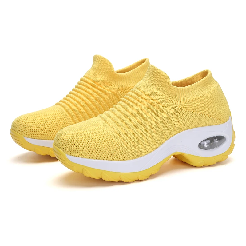 Женские кроссовки без шнуровки на платформе обувь для бега большой размер 43