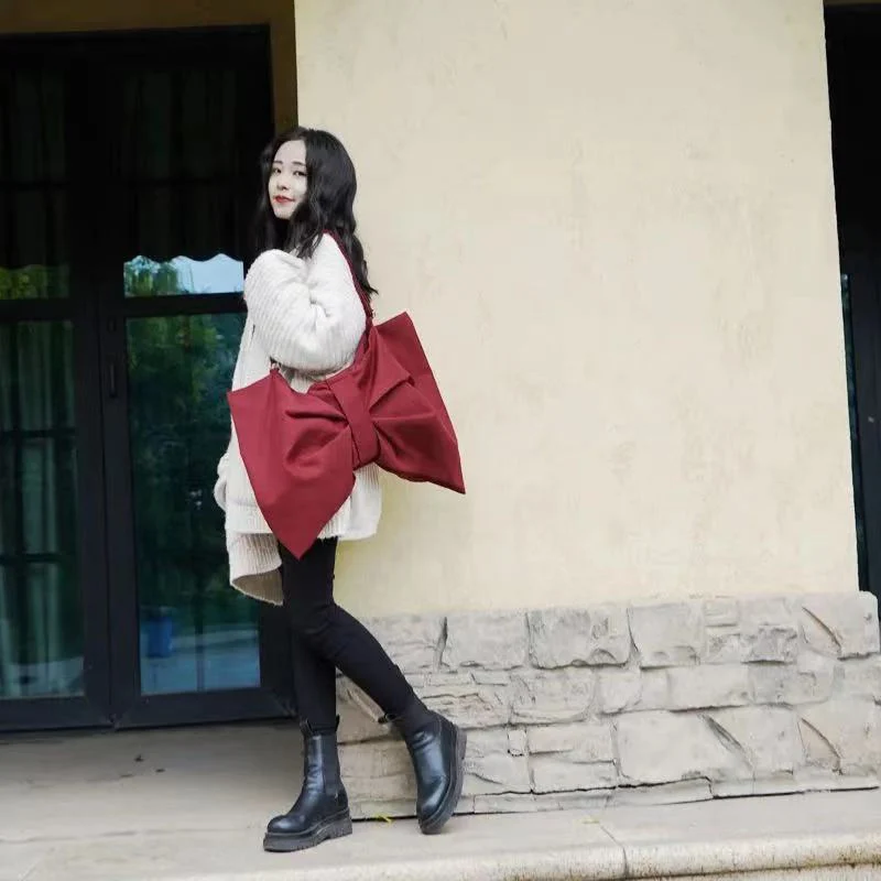 Холщовые дамские сумочки с бантом модная большая сумка через плечо повседневный