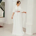 Белый короткий рукав элегантная марокканский кафтан вечернее свадебное платье в пол, свадебное платье Длина летнее платье больших размеров в Дубае вечернее Халат