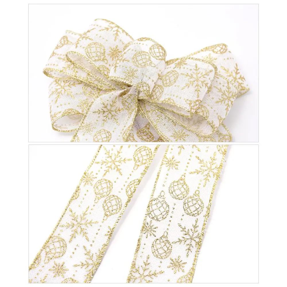 25cm Christmas Bows Large Hanging Decorations Striped Printed Linen Bowknot Tree Ornaments New Year Navidad Decor | Дом и сад
