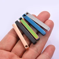 5pcs no fade stainless steel rectangle blank tags id pendant necklace jewelry makings dog tag findings 5x40mm dropshiping