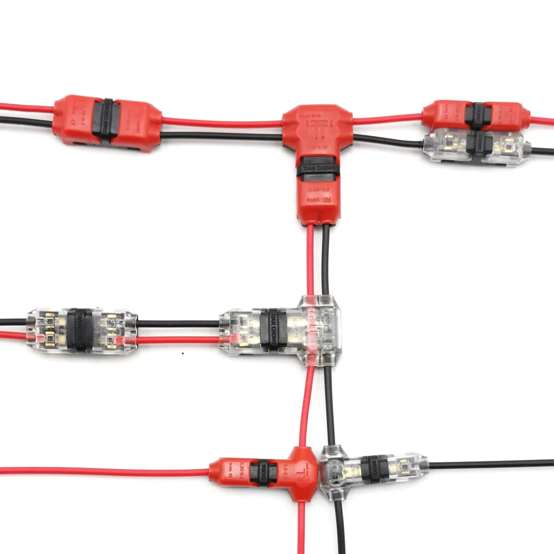 5 шт./лот 2 Pin 2 Way 300v 10a Универсальный Компактный проводной разъем Т-образный проводник клеммный блок с рычагом AWG 18-24