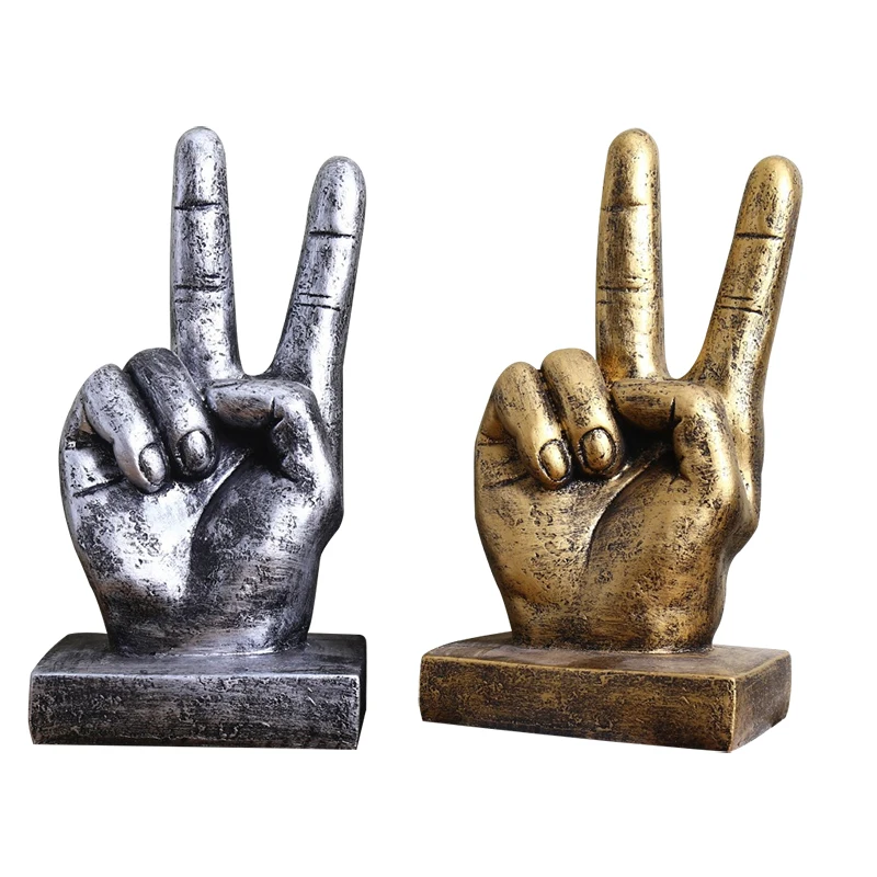 

Victory Gesture Sculpture Ornaments Home Decoration Classical Hand Model Figurines Creativity Handwork Craft Wine Cabine Decor