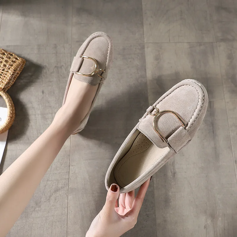 Beige 2 Стиль; модная женская обувь на плоской подошве; женская повседневная обувь на платформе без застежки; мягкая обувь для вождения; обувь на плоской подошве из высококачественной натуральной кожи - Цвет: Beige 2
