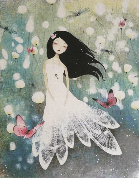 

Zakka cotton and hemp fabric pure hand printed canvas dining mat mouse pad apron pocket fairy girl