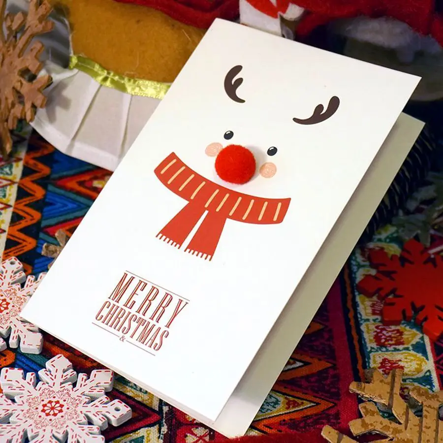 Складной конверт для рождественской открытки Рождественская Новогодняя