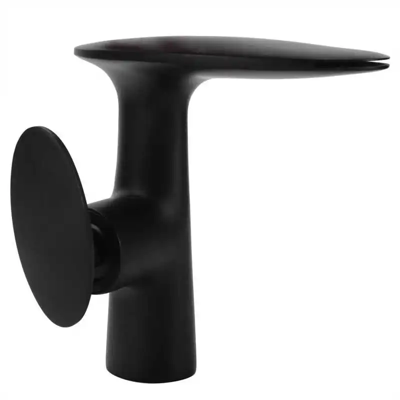 Черный кран Ванная комната раковины Смеситель горячей и холодной воды Водопад