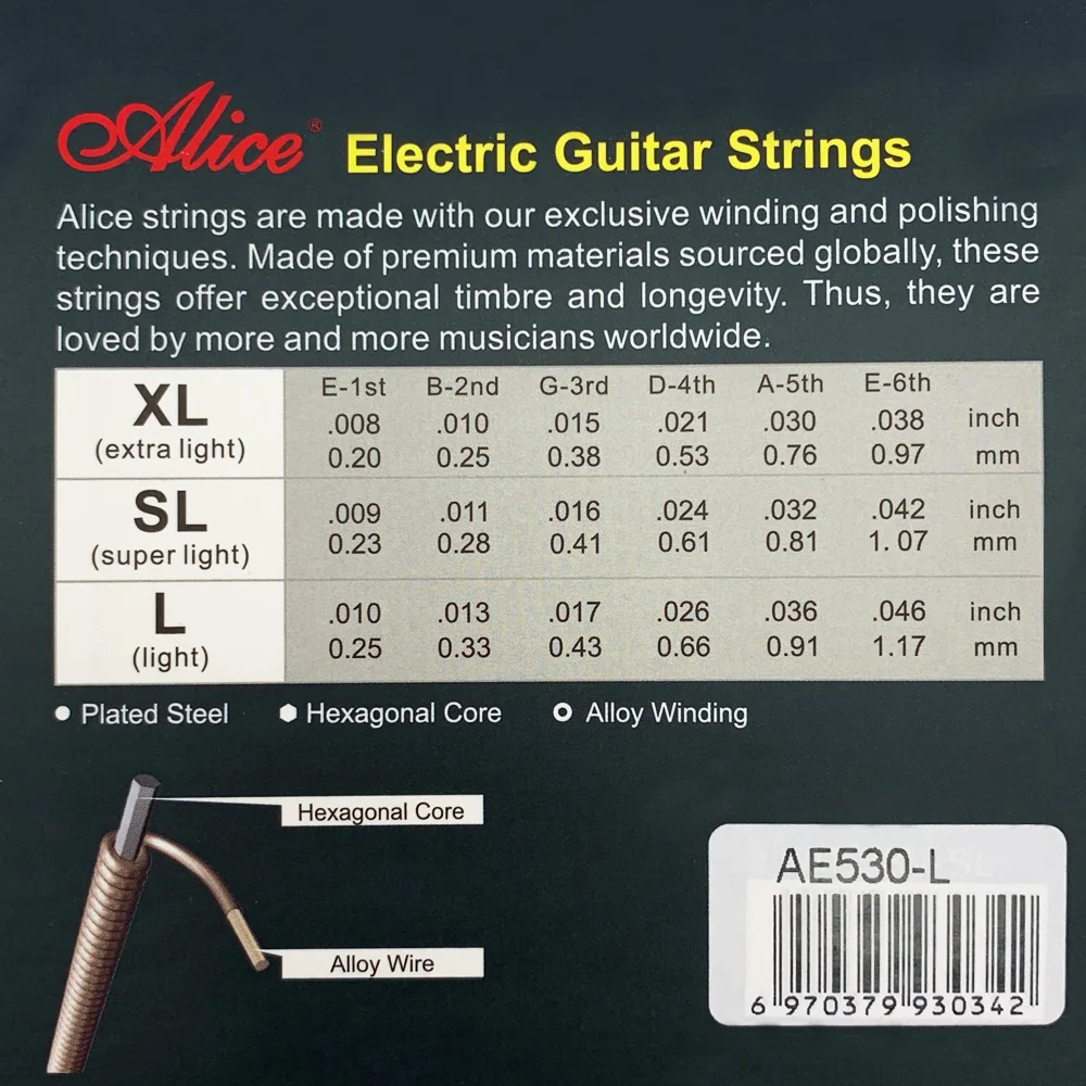 alice ae530 elektrische gitarre saiten 1st 6th set überzogene stahl hexagonal core nickel legierung wicklung licht super extra free global shippi