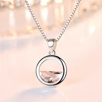necklace circle lake pendant womens girls jewellery silver color chain