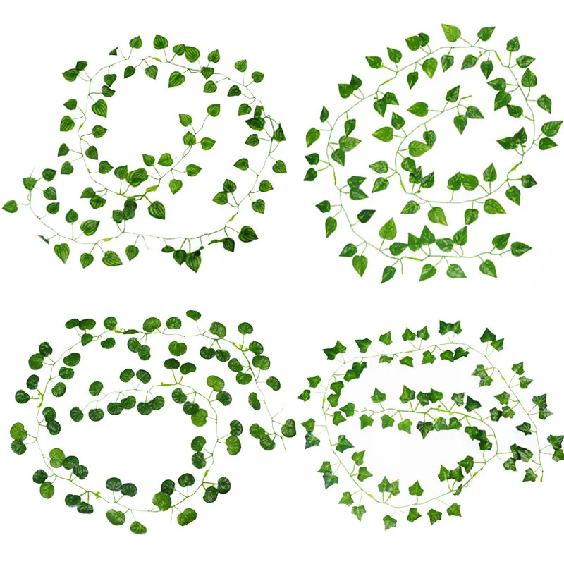 

12 Pcs 2M Artificial Hanging Vine Plant Leaves Plastic Home Garden Wall Wedding Decoration BDF99