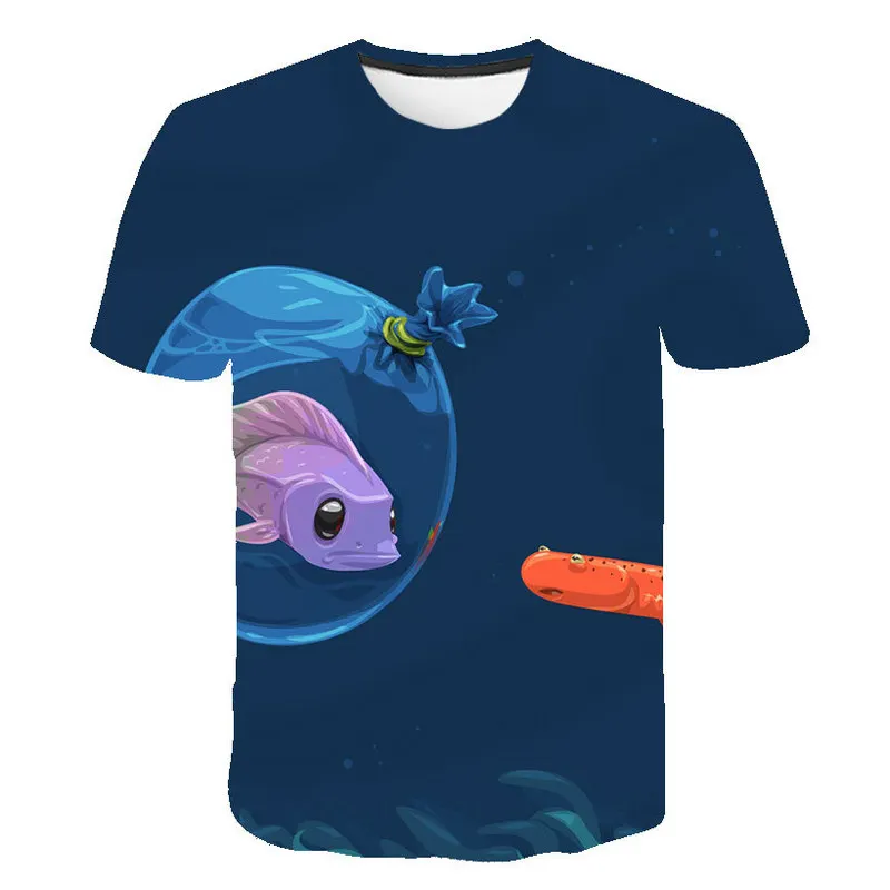 

New 3D-printed T-shirt blend materials for boys and girls summer 2021, children's breathable 4T-14T