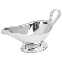 stainless steel gravy boat saucier with ergonomic handle and big dripless lip spout commercial quality sauce boat