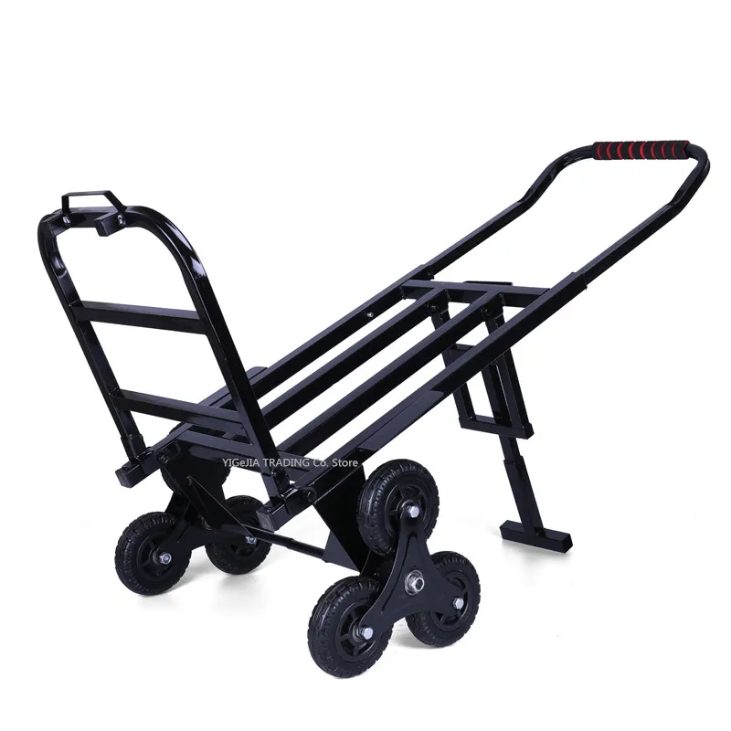 Heavy Duty Hand Truck Large Capacity Stair Climbing Cart, Portable Trolley with Three-Wheel Chassis, Folding Luggage Wagon