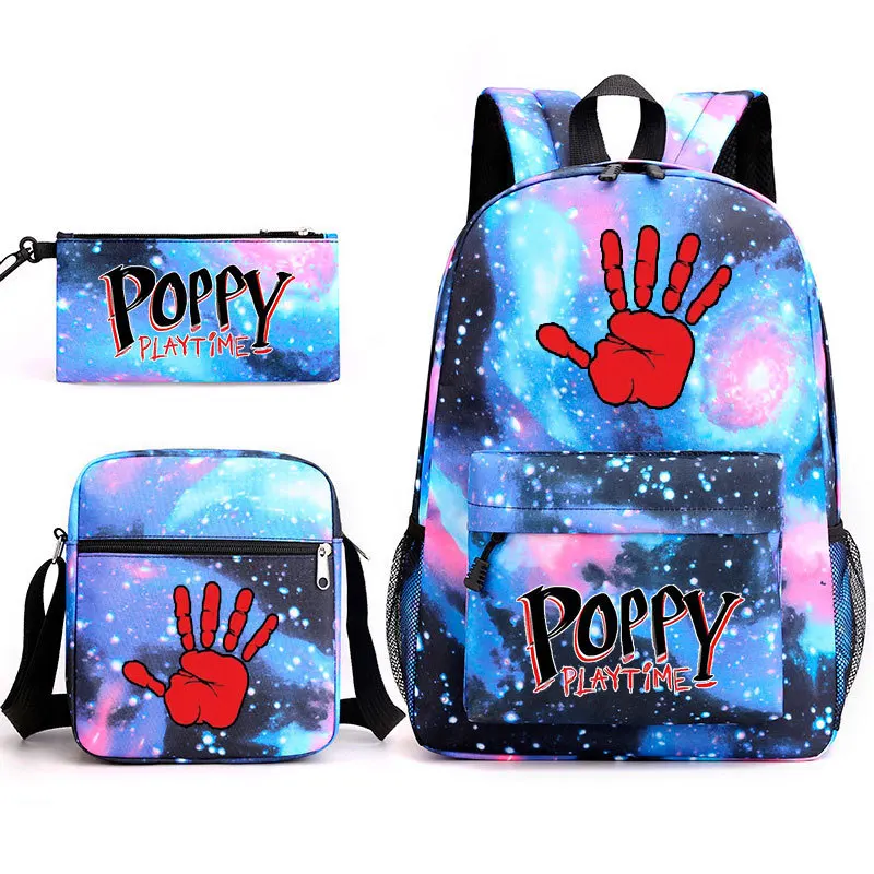 

New 3pcs/set Huggy Wuggy Bags Poppy Playtime Game Three-Piece Set Shoulder Bag+Backpack+Pen Bag 3 In 1 Suits