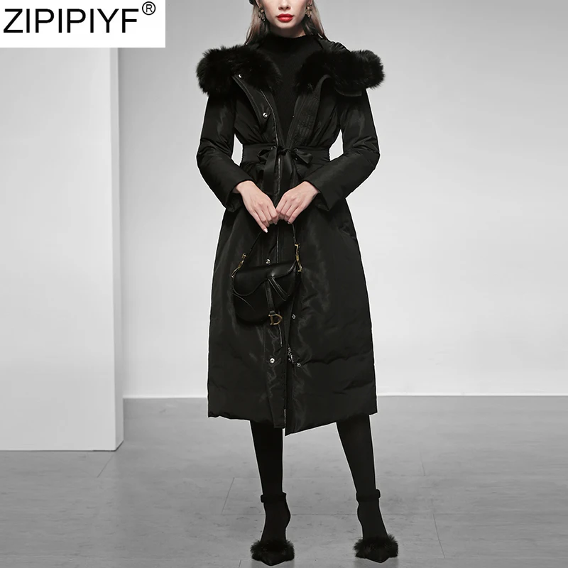 Высококачественная зимняя новая стильная модная длинная куртка пуховик выше