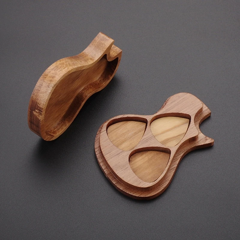 

1 Set Handmade Wooden Guitar Pick Box and Picks Paddles for Guitarist Music Lovers Gifts Durable Delicate Surface