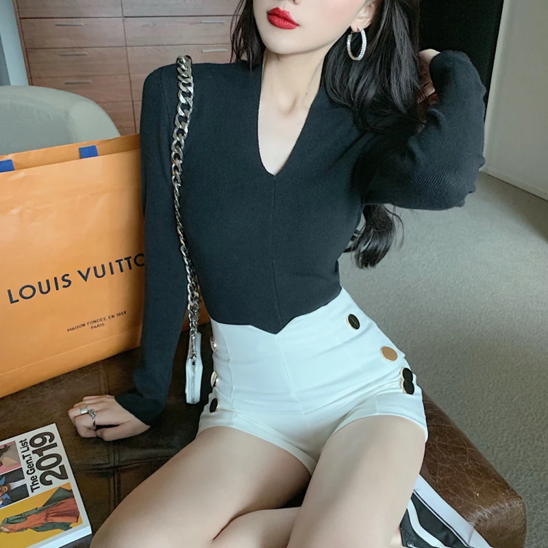 Женский свитер мягкий корейский стиль обтягивающий зимний сексуальный