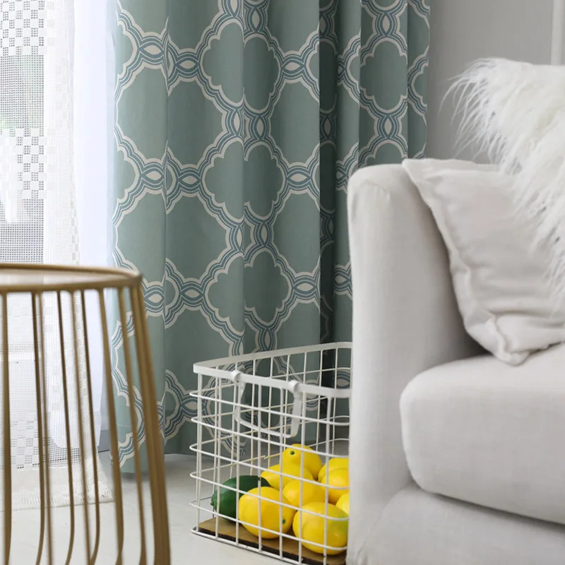 Пользовательские американские геометрические графические шторы из хлопка и