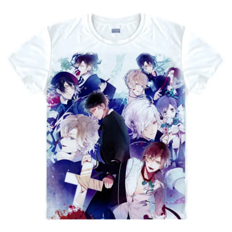 DIABOLIK LOVERS футболка Sakamaki Kanato Ayato Komori Yui аниме Косплей унисекс белая Camisetas|Мужские