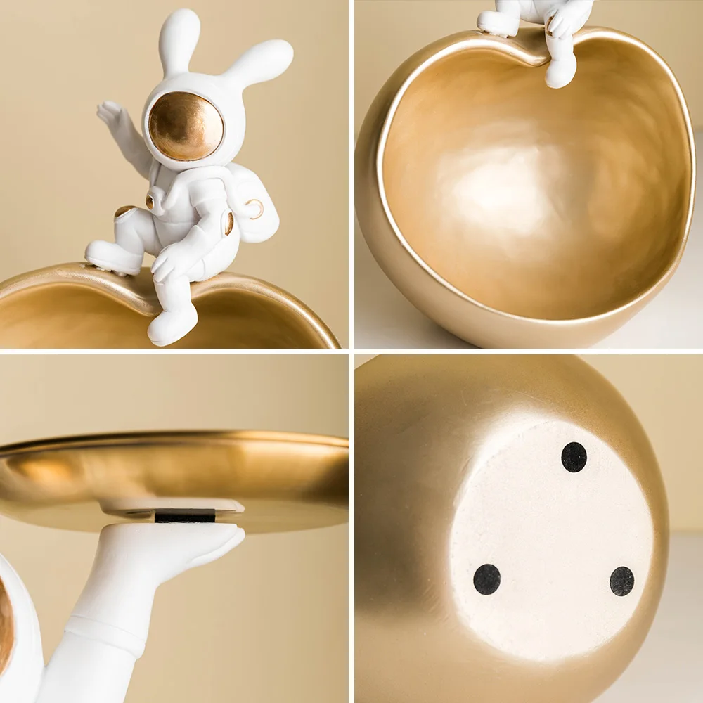 

Modern Rabbit Astronaut Figurine Storage Box Desk Organizer Key Storage Tray Home Decoration Accessories Living Room Ornaments