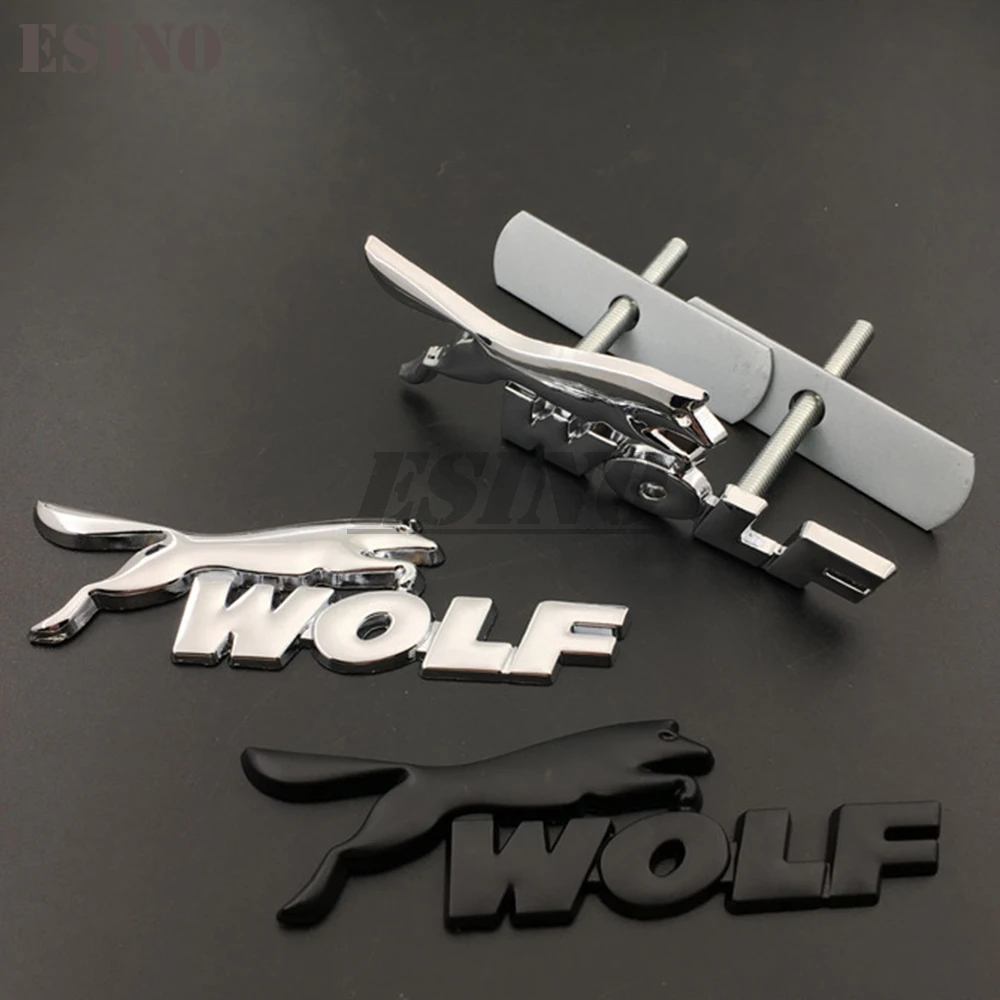 3D значок из цинкового сплава с изображением волка гоночного автомобиля передним
