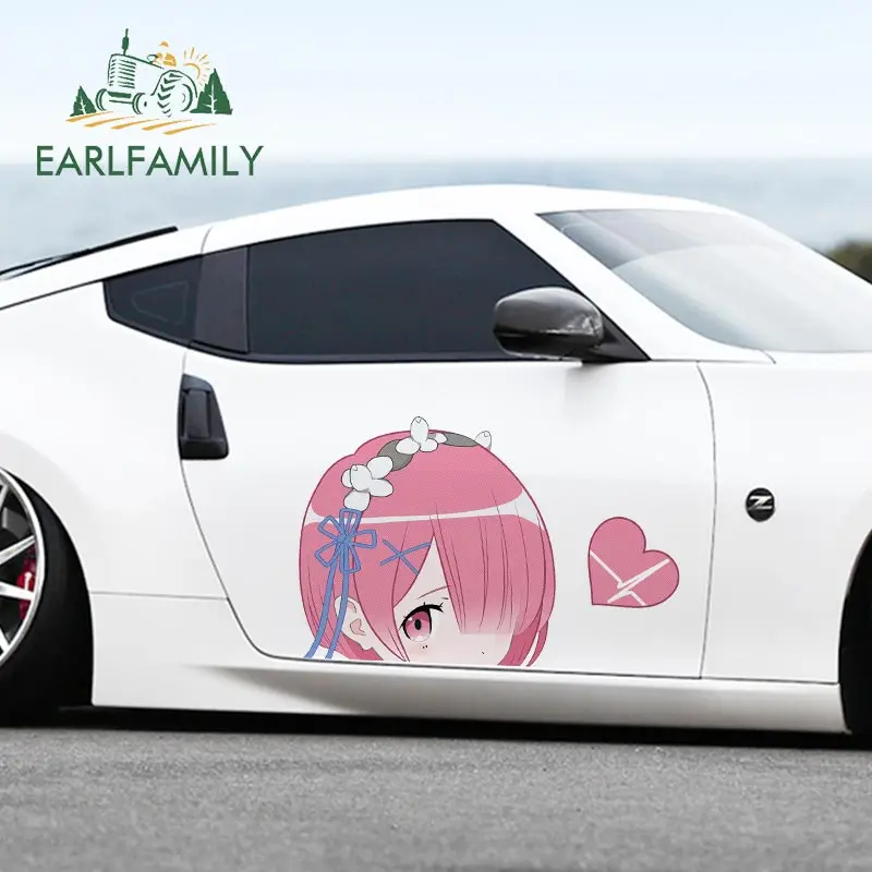 

EARLFAMILY 43cm x 28.4cm For Rem Peek Campervan Car Stickers Windshield Anime Decal Vinyl Car Wrap Trunk Funny Waterproof Decor