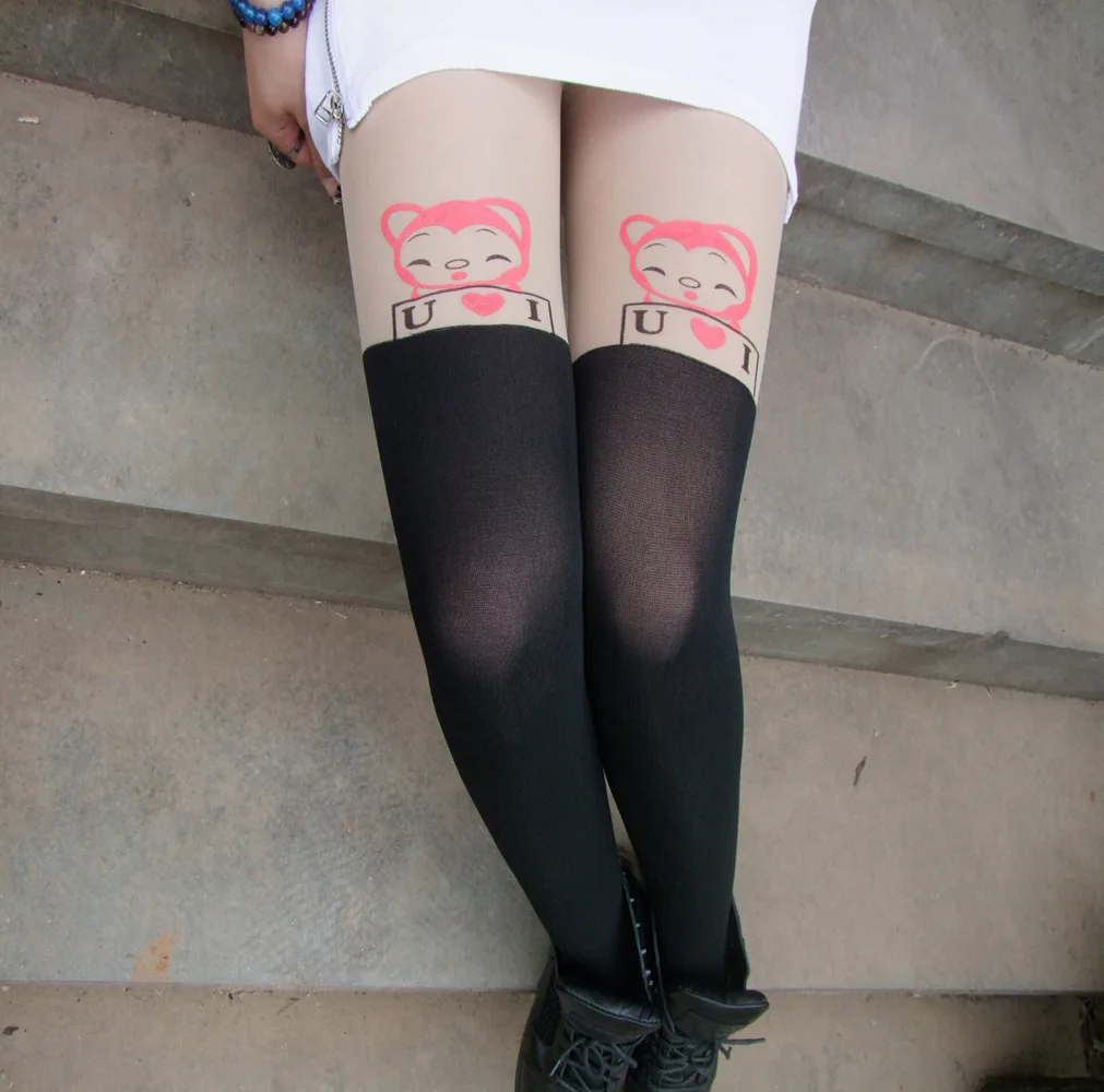 21 Anime cartoon stockings cat loving heart bear totoro devil Kumamon bowknot cute fun sweet women cotton stockings cosplay kawaii - Цвет: 21