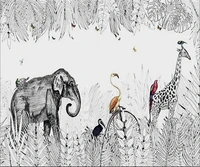 custom wall papers home decor plant animals wallpapers for bed room kids silk material giraffe elephant mural wall 3d wallpaper
