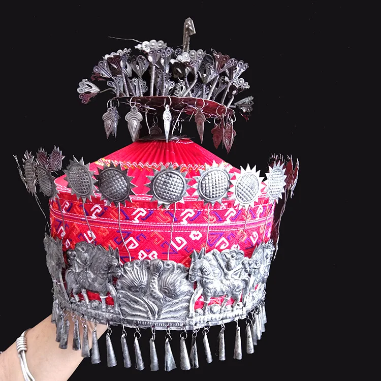 Женская антикварная ретро-обработанная ручная работа Этническая мода Miao